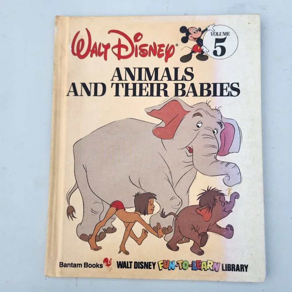 Vintage Disney Book Animals and Their Babies Walt Disney 1983 hardcover Jungle